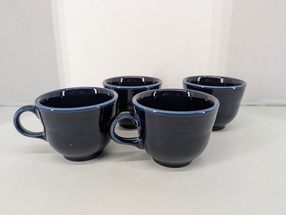 4 Fiestaware Cups Cobalt Blue 3” Coffee Tea Homer Laughlin Fiesta